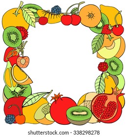 Vector frame template of fruit and berry for you design