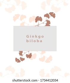 Vektor-Rahmen-Vorlage mit Ginkgo-Bilobalblätter