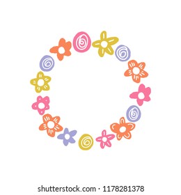 Vector frame template with pastel flowers. Good for Baby Shower invitation, wedding, Birthday. Vector illustration