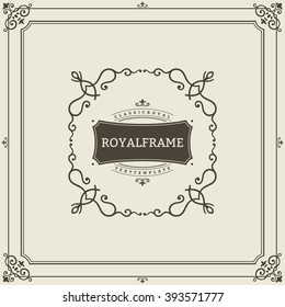 Vector Frame Template. Vintage Ornament Greeting Card. Flourishes Ornament Retro Royal Luxury Invitation, Certificate with place for your Text. Ornamental Frame
