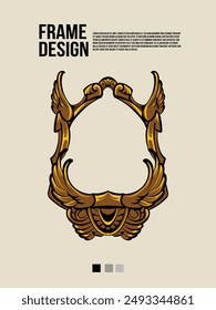 Vector frame templates with gold engravings are great for beautifying design layouts
