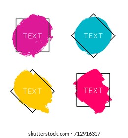 Vector frame for text with abstract spots. Modern graphics. Flayers and brochures, invitations, business cards. Splashes, brush strokes.