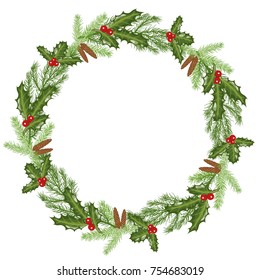 Vector Frame Text Christmas Wreath Branches Stock Vector (Royalty Free ...