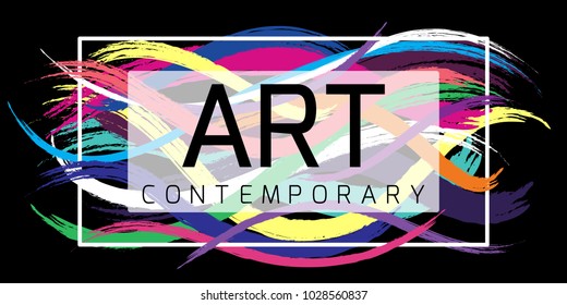 Vector frame for text. Contemporary art
graphics. Dynamic frame in styl painting. Element design  for business cards, invitations, gift cards, flyers and brochures, web