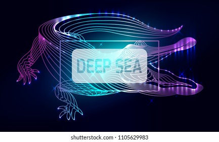 Vector frame for text. Dynamic frame in sea style. Contemporary art graphics. Element design  for business cards, invitations, gift cards, flyers, web