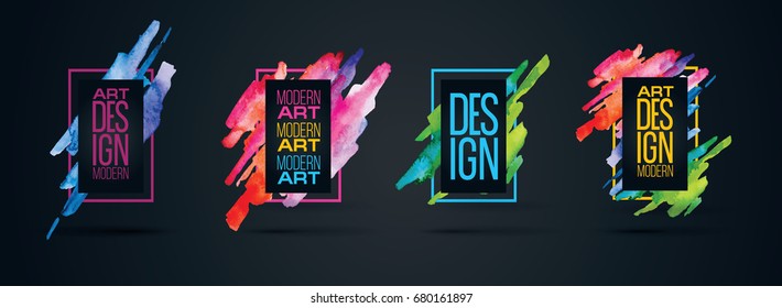 Moldura vetorial para texto e etiquetas no estilo de gráficos de arte moderna para pintura de fundo hipsters, elemento de design para cartões de visita de design, convites, cartões de presente, folhetos e folhetos