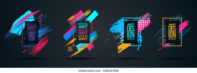 Vector frame for text Modern Art graphics for hipsters . dynamic frame stylish geometric black background with gold. element for design business cards, invitations, gift cards, flyers and vector