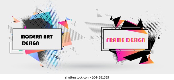 Vector frame for text Modern Art graphics. Dynamic geometric frame. Element for design business cards, flyers and brochures