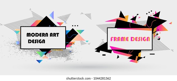Vector frame for text Modern Art graphics. Dynamic geometric frame. Element for design business cards, flyers and brochures
