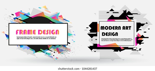 Vector frame for text Modern Art graphics. Dynamic geometric frame. Element for design business cards, flyers and brochures