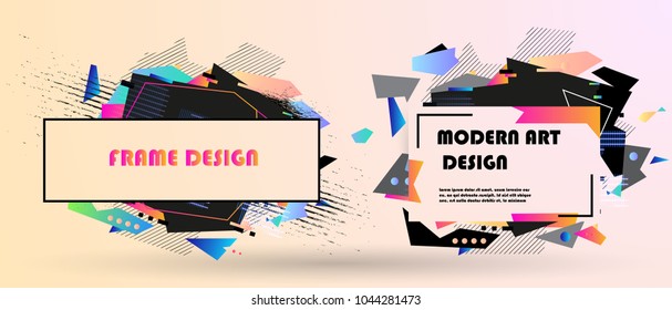 Vector frame for text Modern Art graphics. Dynamic geometric frame. Element for design business cards, flyers and brochures