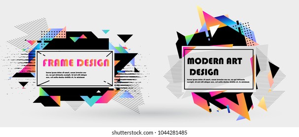Vector frame for text Modern Art graphics. Dynamic geometric frame. Element for design business cards, flyers and brochures