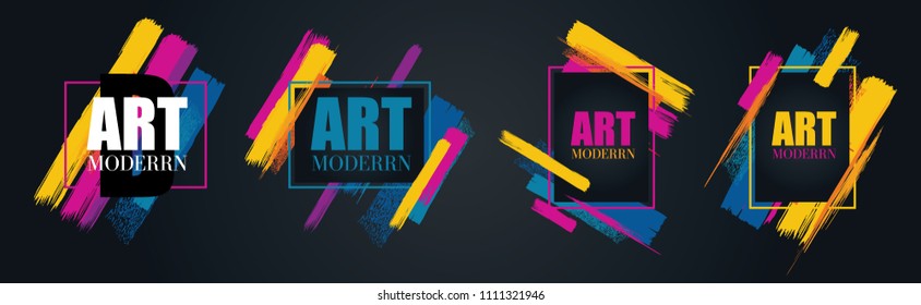 Vector frame for text Modern Art graphics for hipsters . dynamic frame stylish geometric black background. element for design business cards, invitations, gift cards, flyers and brochures