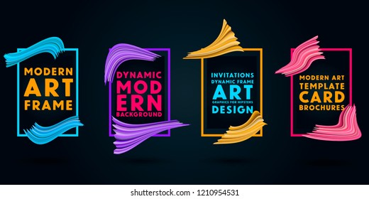 Vector frame for text Modern Art graphics for hipsters dynamic frame stylish geometric black background with gold element for design business cards, invitations, gift cards, flyers and brochures