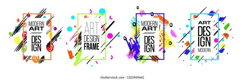 Vector frame for text Modern Art graphics for hipsters . dynamic frame stylish geometric black background. element for design business cards, invitations, gift cards, flyers and brochures