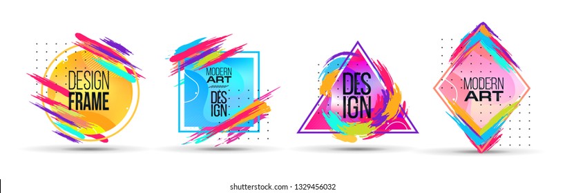 Vector frame for text Modern Art graphics for hipsters . dynamic frame stylish geometric black background with gold. element for design business cards, invitations, gift cards, flyers and brochures