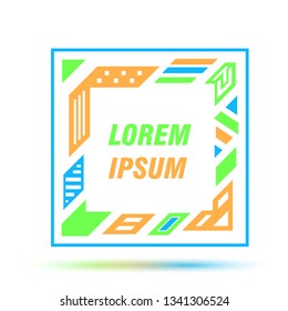 Vector frame for text Modern Art graphics for hipsters . dynamic frame stylish geometric black background with gold. element for design business cards, invitations, gift cards, flyers and brochures 
