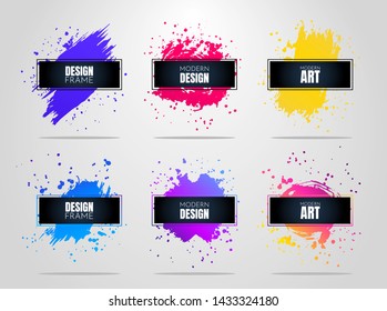 Vector frame for text. Modern Art graphics. Dynamic frame stylish geometric black background. Element for design business cards, invitations, gift cards, flyers and brochures