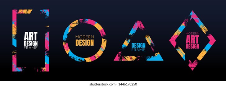 Vector frame for text. Modern Art graphics. Dynamic frame stylish geometric black background. Element for design business cards, invitations, gift cards, flyers and brochures