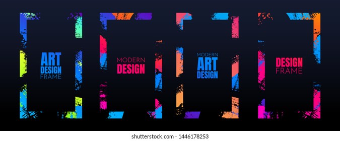 Vector frame for text. Modern Art graphics. Dynamic frame stylish geometric black background. Element for design business cards, invitations, gift cards, flyers and brochures