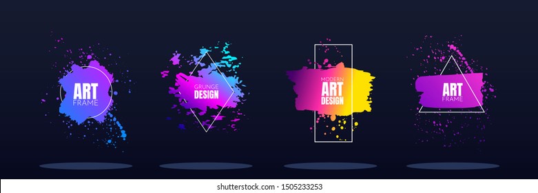 Vector frame for text. Modern Art graphics. Dynamic frame stylish geometric black background. Element for design business cards, invitations, gift cards, flyers and brochures