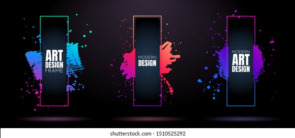 Vector frame for text. Modern Art graphics. Dynamic frame stylish geometric black background. Element for design business cards, invitations, gift cards, flyers and brochures
