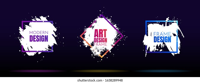 Vector frame for text. Modern Art graphics. Dynamic frame stylish geometric black background. Element for design business cards, invitations, gift cards, flyers social media, cover, poster, website
