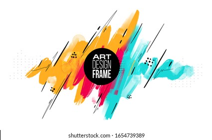 Vector frame for text Modern Art graphics for hipsters . dynamic frame paint vector background minimal geometry . element for design business cards, invitations, gift cards, flyers and brochures