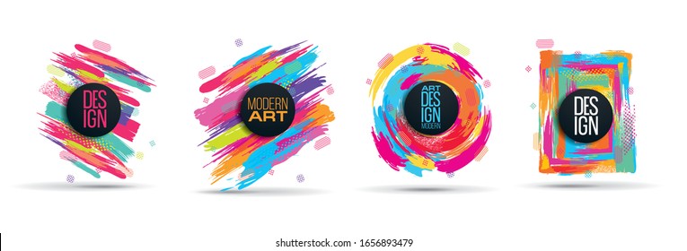 Vector frame for text Modern Art graphics for hipsters . dynamic frame stylish geometric black background with gold. element for design business cards, invitations, gift cards, flyers and brochures