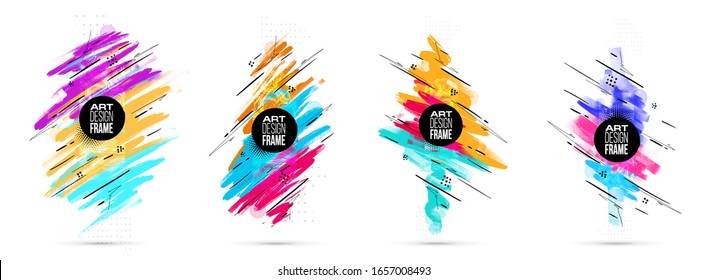 Vector frame for text Modern Art graphics for hipsters . dynamic frame stylish geometric black background. element for design business cards, invitations, gift cards, flyers transparent background