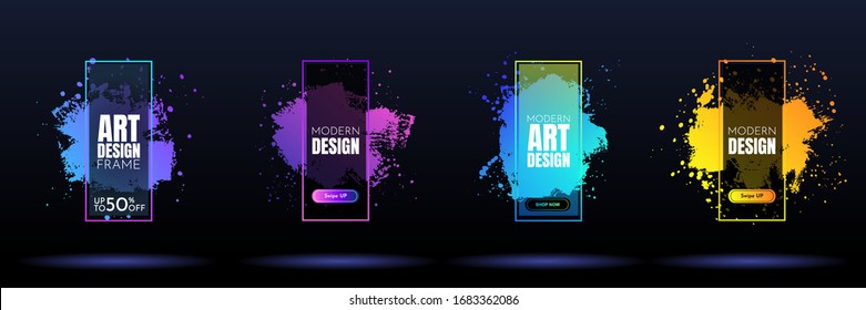 Vector frame for text. Modern Art graphics. Dynamic frame stylish geometric black background. Element for design event invitations, gift cards, flyers, posters, book covers, brochures, banners