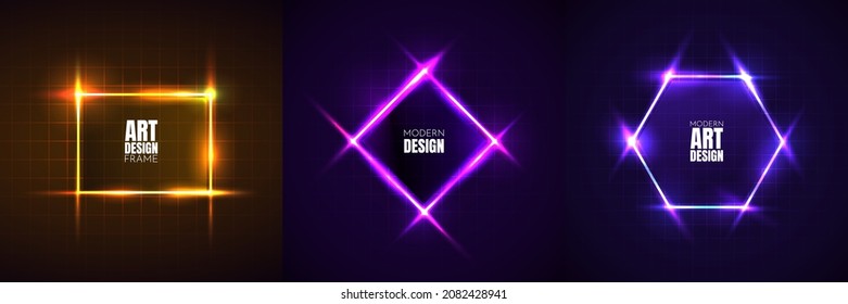 Vector frame for text. Modern Art graphic. Dynamic frame stylish geometric shape. Black background. Element for design business cards, invitations, gift cards, social media template, web banner