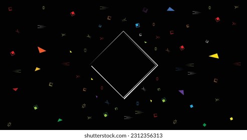 Marco vectorial para texto Gráficos de arte moderno para hipsters . marco dinámico elegante fondo geométrico negro con más colores.