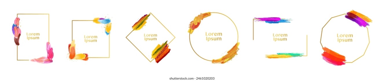 Vector frame for text. Modern Art graphics. Colorful banners collection. Social media template. Ink brush strokes with splashes