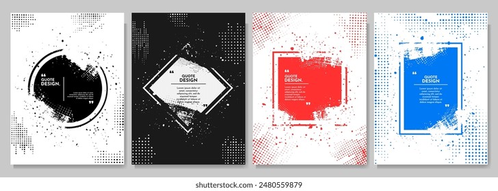 Vector frame for text. Modern Art graphics. Dynamic frame stylish geometric color background. Brush stroke ink splash with halftone dots. Element for design invitations, flyers, posters, book cover