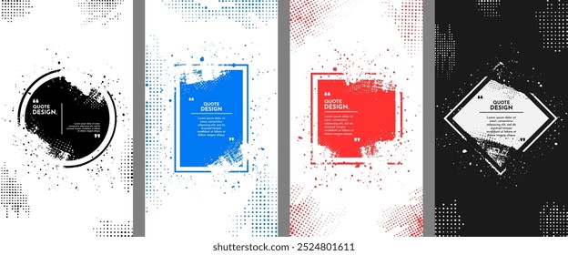 Vector frame for text. Modern Art graphics. Dynamic damaged frame stylish geometric color background. Brush stroke ink splash with halftone dots. Element for flyer, voucher, coupon, wallpaper.