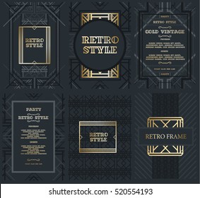 Vector frame for text  Modern Art graphics for hipsters. dynamic frame stylish geometric black background with gold. element for design business cards, invitations, gift cards, flyers and brochures.