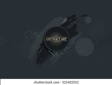 Vector frame for text Modern Art graphics for hipsters . dynamic frame stylish geometric black background with gold. element for design business cards, invitations, gift cards, flyers and brochures.