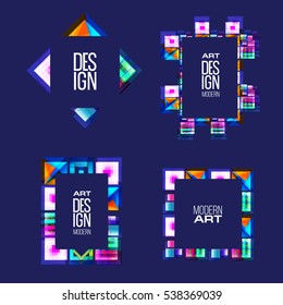 Vector frame for text Modern Art graphics for hipsters stylish, dynamic frame background of geometric shapes. design element for design business cards, invitations, gift cards, flyers and brochures.