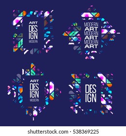 Vector frame for text Modern Art graphics for hipsters stylish, dynamic frame background of geometric shapes. design element for design business cards, invitations, gift cards, flyers and brochures.