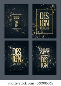 Vector frame for text Modern Art graphics for hipsters . dynamic frame stylish geometric black background with gold. element for design business cards, invitations, gift cards, flyers and brochures