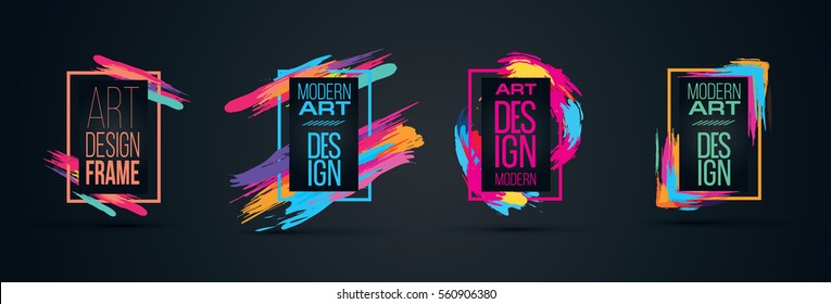 Vector frame for text Modern Art graphics for hipsters . dynamic frame stylish geometric black background with gold. element for design business cards, invitations, gift cards, flyers and brochures - Shutterstock ID 560906380