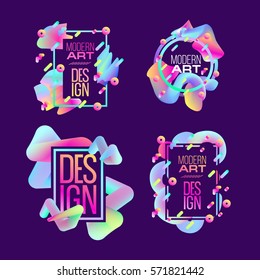 Vector frame for text Modern Art graphics for hipsters . dynamic frame stylish geometric colorful 80s-style kitsch. element for design business cards, invitations, gift cards, flyers and brochures.