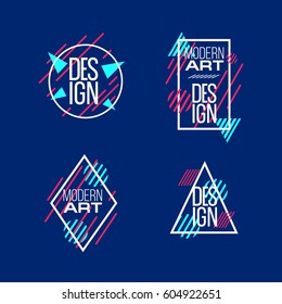 Vector frame for text Modern Art graphics for hipsters stylish, dynamic frame background of geometric shapes. design element for design business cards, invitations, gift cards, flyers and brochures