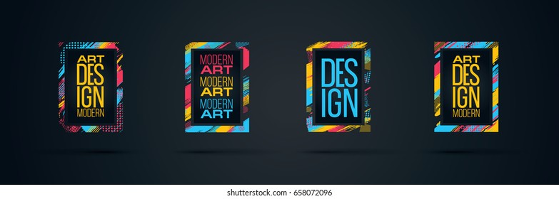 Vector frame for text Modern Art graphics for hipsters . dynamic frame stylish geometric black background . element for design business cards, invitations, gift cards, flyers and brochures.