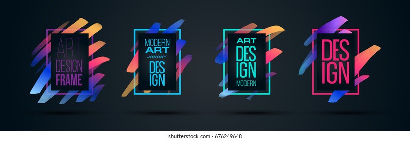 Vector frame for text Modern Art graphics for hipsters . dynamic frame stylish geometric black background with gold. element for design business cards, invitations, gift cards, flyers and brochures