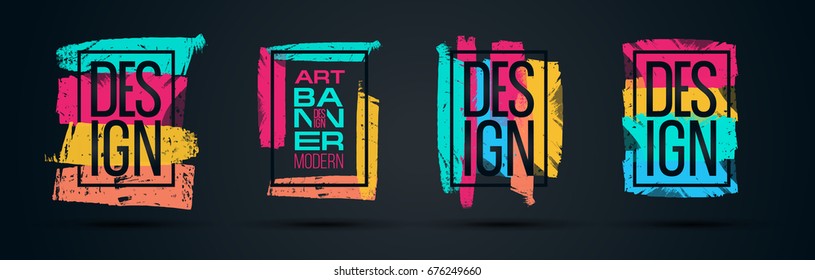 Vector frame for text Modern Art graphics for hipsters . dynamic frame stylish geometric black background with gold. element for design business cards, invitations, gift cards, flyers and brochures