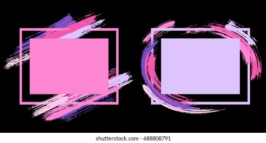 Vector frame for text modern art graphics for hipsters. Dynamic frame stylish geometric background with paint splashes for business cards, invitations, gift cards, flyers and brochures design,