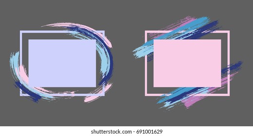 Vector frame for text modern art graphics for hipsters. Dynamic frame stylish geometric background with paint splashes for business cards, invitations, gift cards, flyers and brochures design,