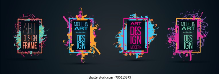 Vector frame for text Modern Art graphics for hipsters . element for design business cards, invitations, gift cards, flyers and brochures. frame set 